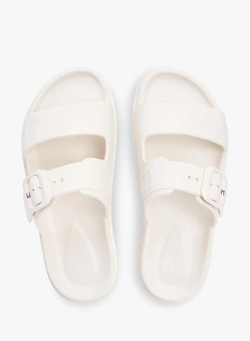 TOMMY HILFIGER Soft Cream Double Strap Enamel Flag Lightweight Sandals for Women | Best Price UAE